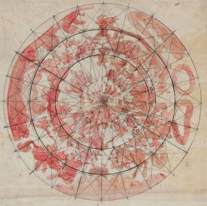 Composition study with zodiac figures for ‘The Hours’ ceiling mural, House Chamber, Pennsylvania State Capitol at Harrisburg