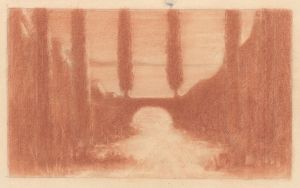 Landscape with Bridge and Cypress Trees