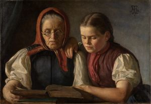 Mother and sister of the artist, reading the Bible