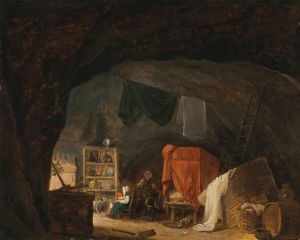A Family In A Cave Interior