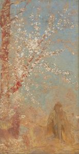 Figure under a blossoming tree