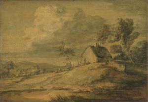 Wooded Landscape with Cottage, Cows and Sheep