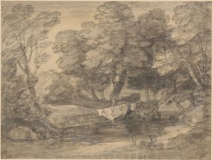 Wooded Landscape with Cows in a Pool