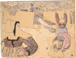 Bretonne étendant le linge, planche issue de Bretonnerie