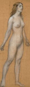 Full-length nude study of Mary Best for ‘Tristram and Yseult’