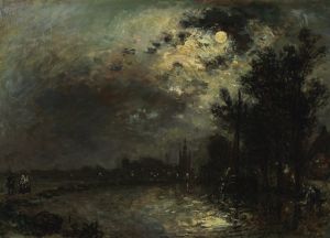 View on Overschie in Moonlight