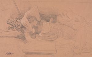 Sarah Bernhardt Reclining on a Divan, Reading