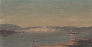 Night View of a Seaport