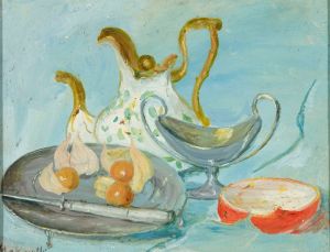 Martwa natura na niebieskim tle