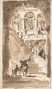 Architectural Fantasy; Figures on a Grand Staircase