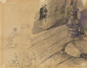 Waaier, lamp en figuren