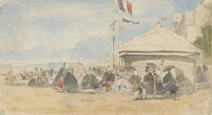 Beach House with Flags at Trouville