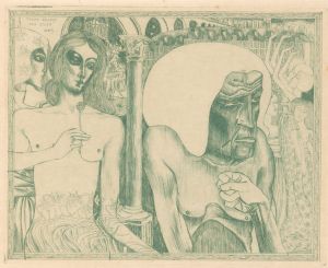 Oude vrouw omringd door jonge vrouwen