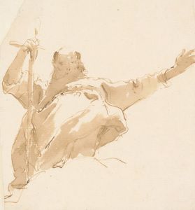 Old Man Holding a Sword, His Left Arm Outstretched