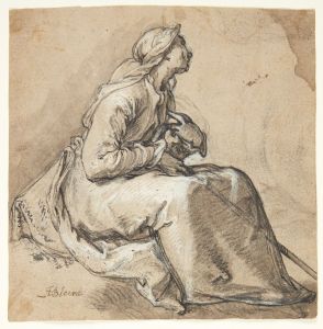 A seated woman facing right